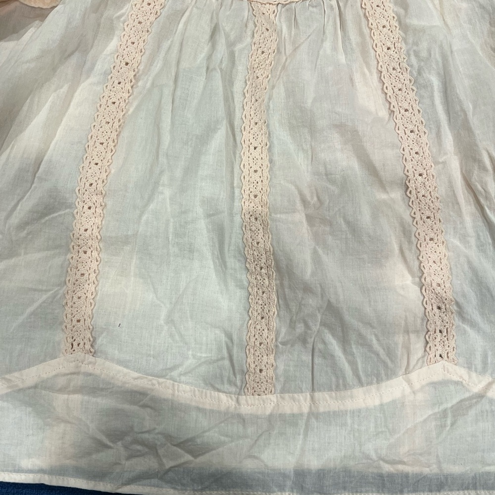 Rare Anthropologie Pale Pink Crochet Lace Yoke Top - Picture 9 of 15
